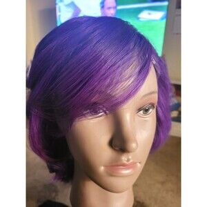 Synthetic Bob Wig Dark Purple Curly Synthetic Hair